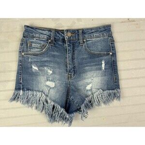 Cest Toi Black Label Size S Women Shorts Jean Mid Rise Distres Cut Off Med Wash